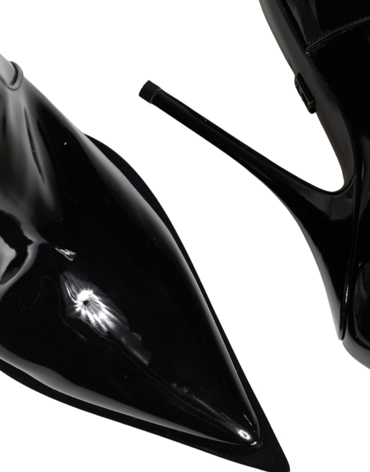 Dolce & Gabbana Black Patent Leather Pointed Ankle Boots