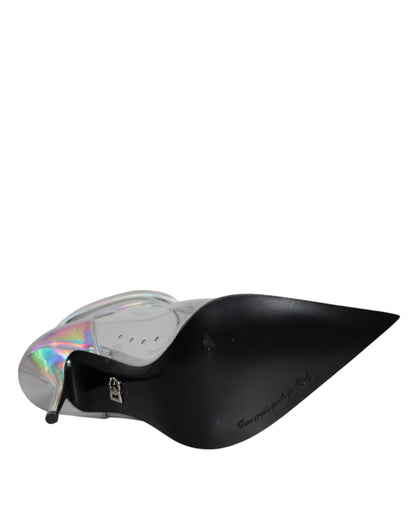 Bottines courtes à bout pointu en PVC irisé argenté de Dolce & Gabbana