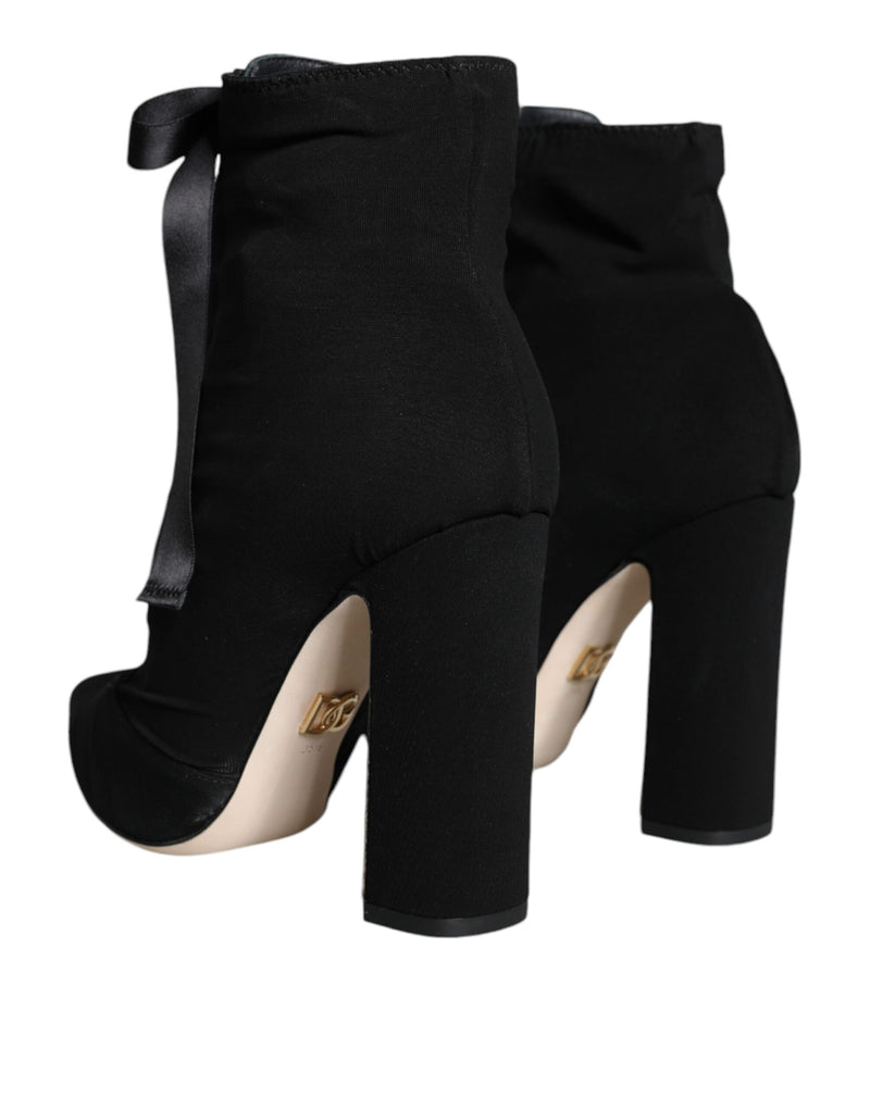 Dolce & Gabbana Black Suede Ankle Booties - Élégance et Confort