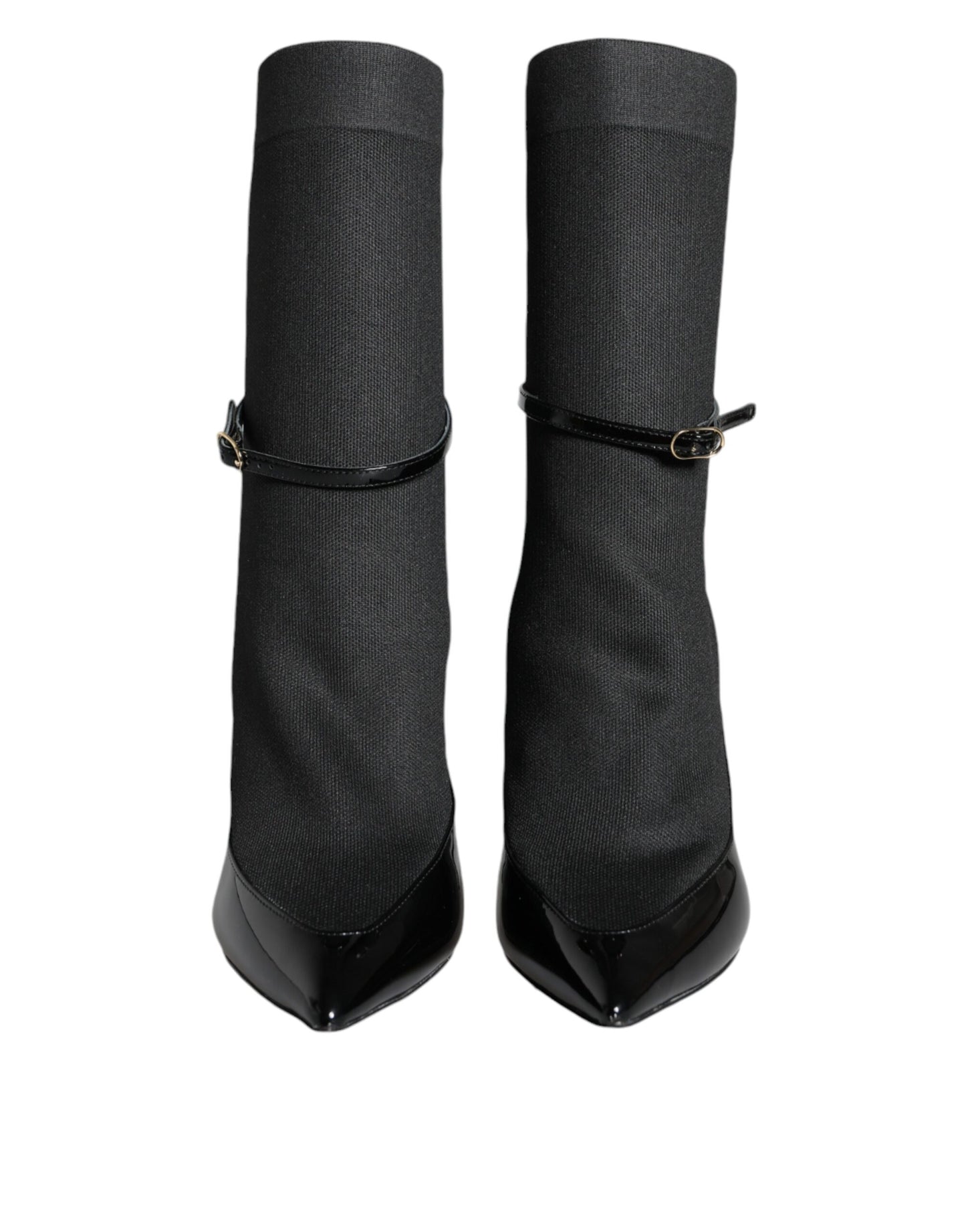 Escarpins-bottes en cuir noir à talon aiguille Dolce & Gabbana