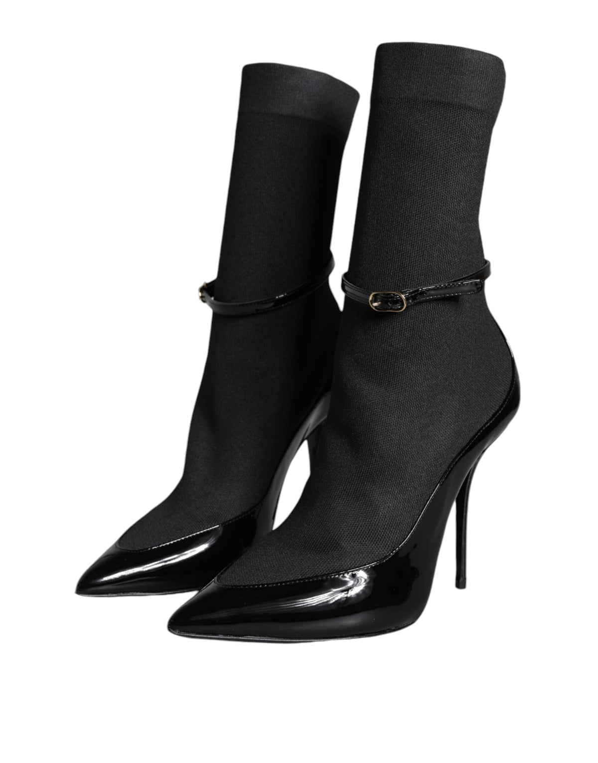 Dolce & Gabbana Black Patent Leather Stilettos Booties