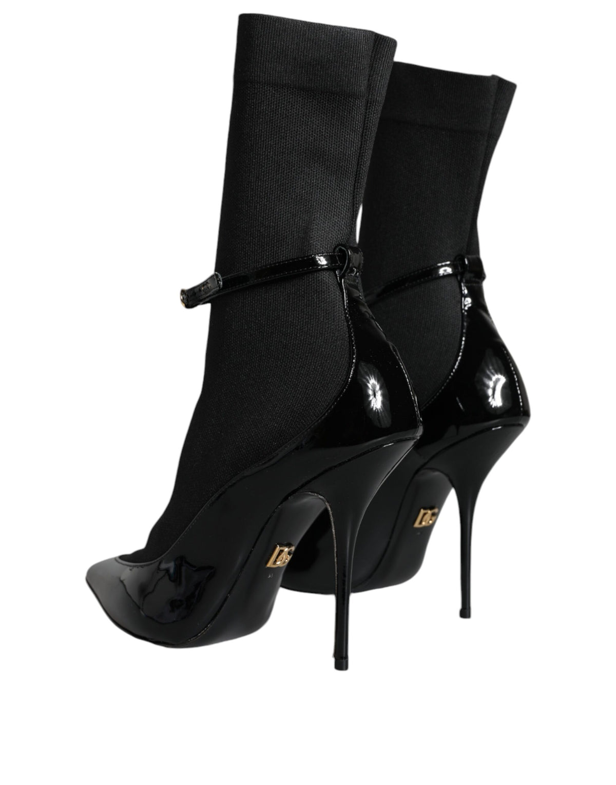 Dolce & Gabbana Black Patent Leather Stilettos Booties
