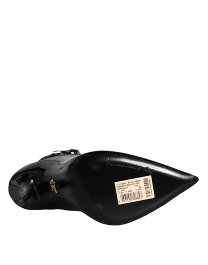 Escarpins-bottes en cuir noir à talon aiguille Dolce & Gabbana