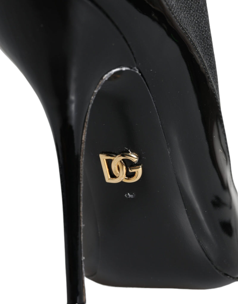 Dolce & Gabbana Black Patent Leather Stilettos Booties