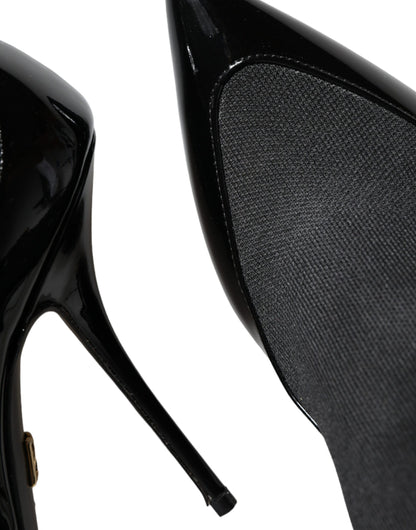 Escarpins-bottes en cuir noir à talon aiguille Dolce & Gabbana