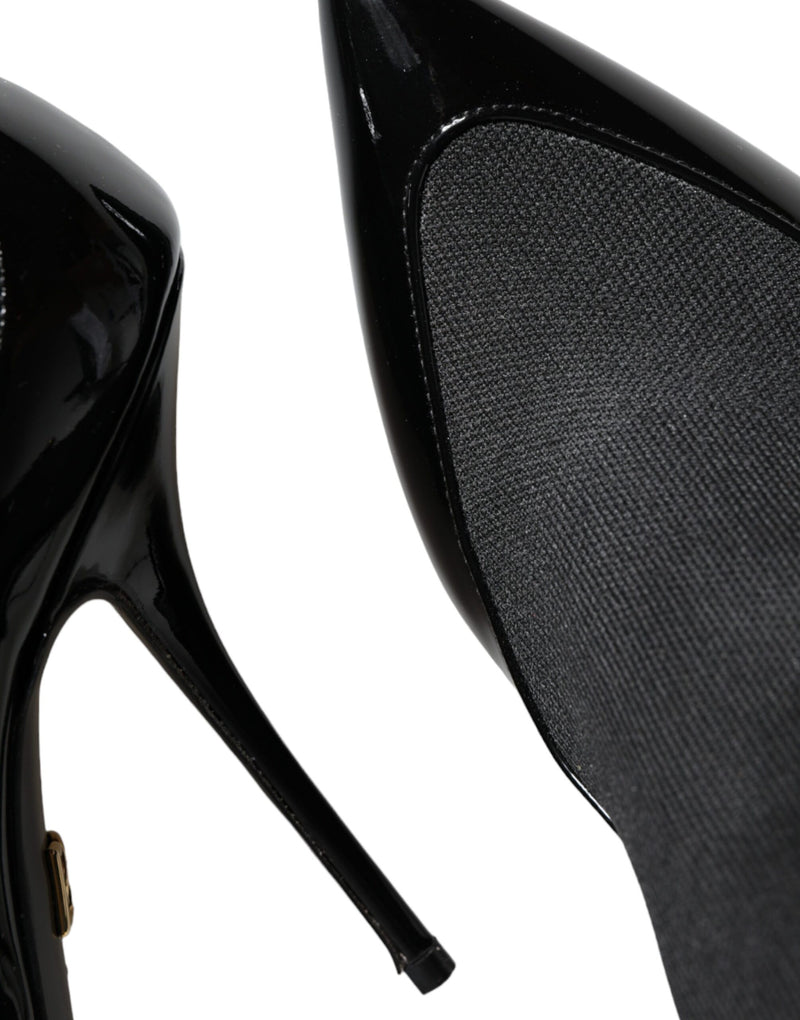 Dolce & Gabbana Black Patent Leather Stilettos Booties