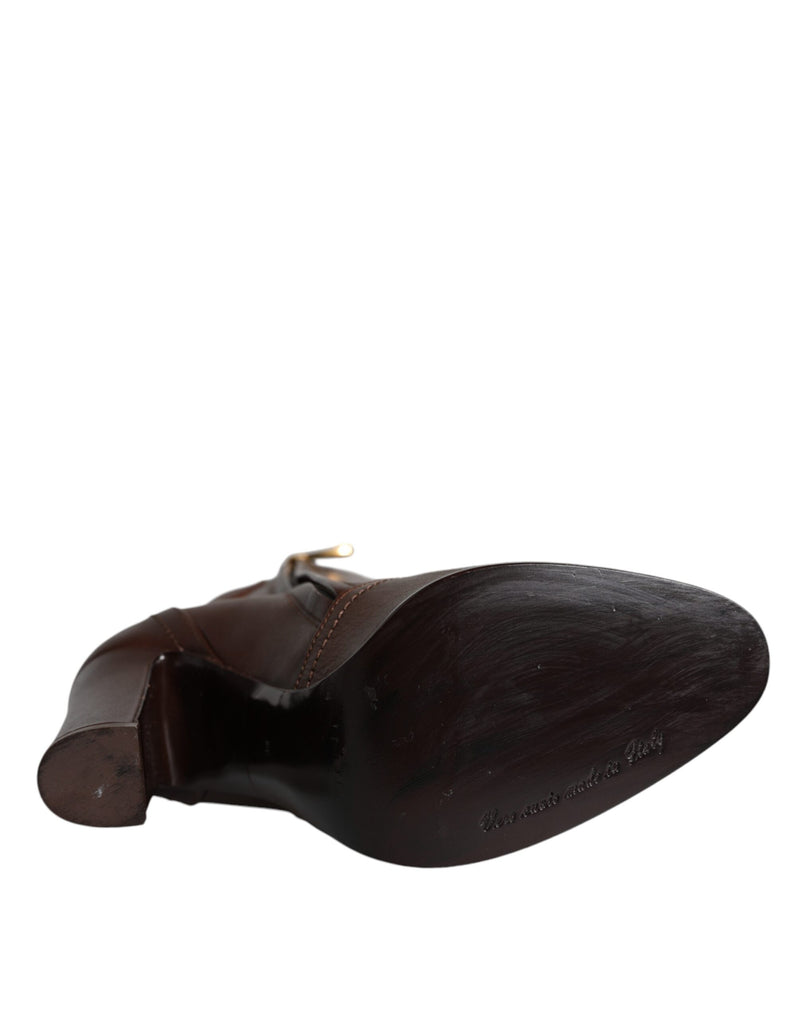 Dolce & Gabbana Bottes en Cuir Marron Mi-Mollet