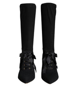 Dolce & Gabbana Black Stiletto Heels Mid Calf Boots