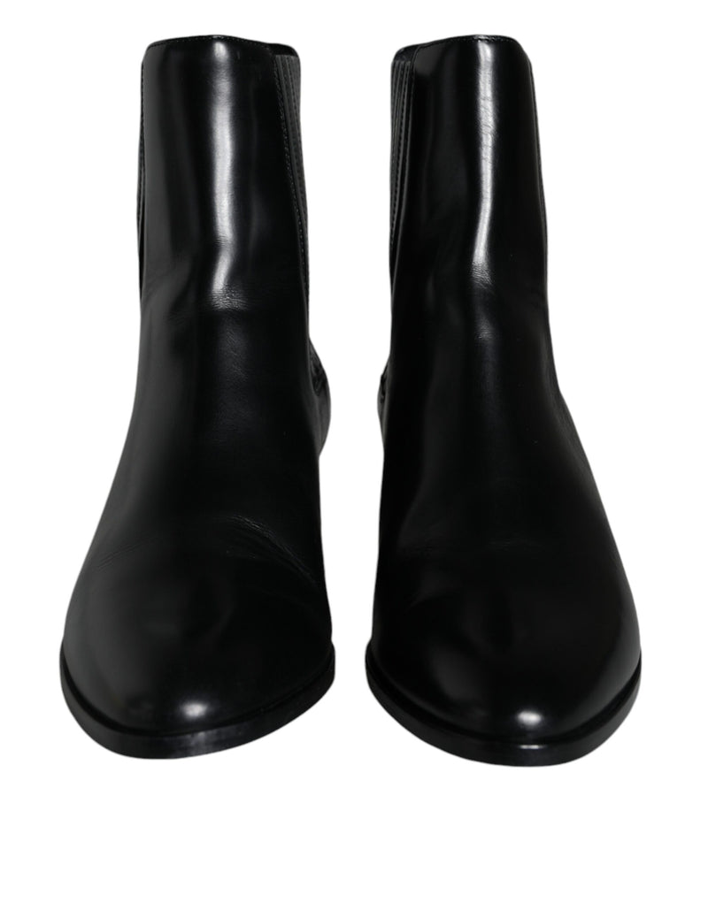 Dolce & Gabbana Bottines en Cuir Noir - Chaussures de Luxe Authentiques
