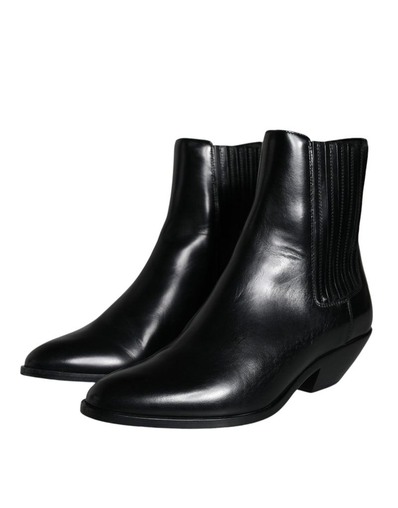 Dolce & Gabbana Bottines en Cuir Noir - Chaussures de Luxe Authentiques