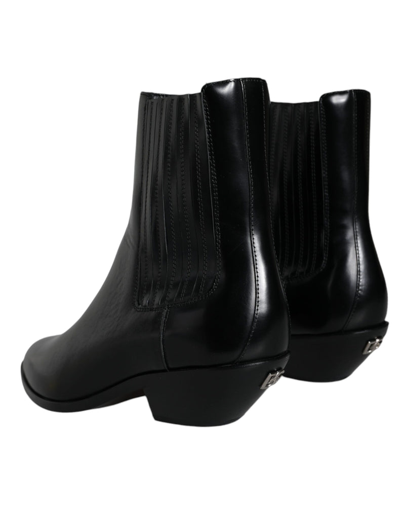 Dolce & Gabbana Bottines en Cuir Noir - Chaussures de Luxe Authentiques