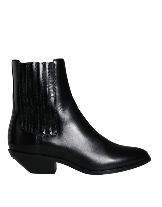 Bottines en cuir noir Dolce & Gabbana