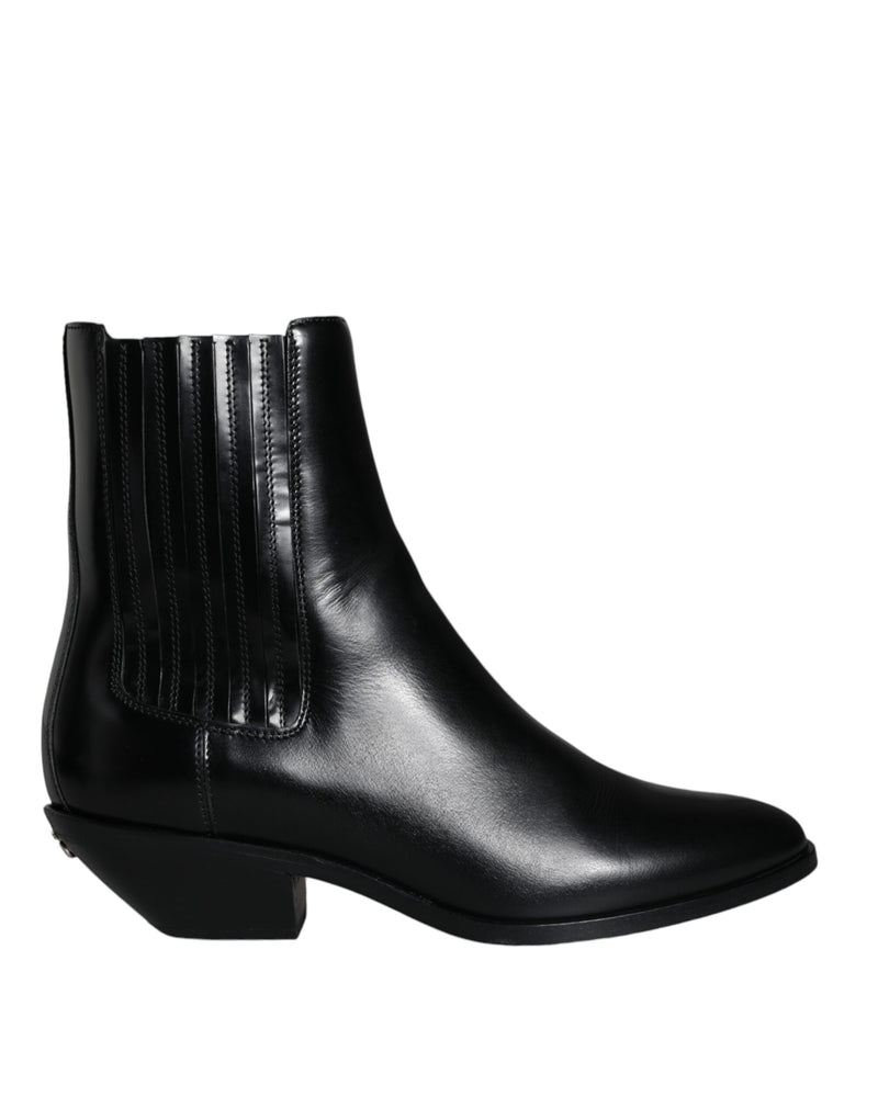 Dolce & Gabbana Bottines en Cuir Noir - Chaussures de Luxe Authentiques