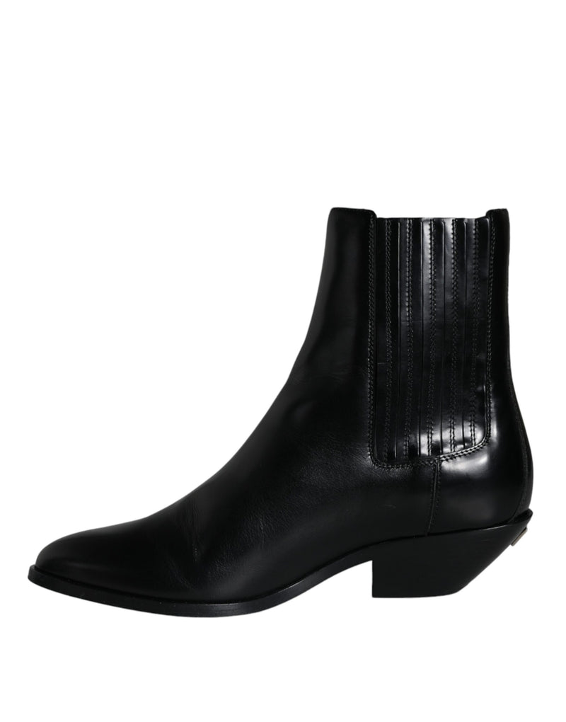 Dolce & Gabbana Bottines en Cuir Noir - Chaussures de Luxe Authentiques
