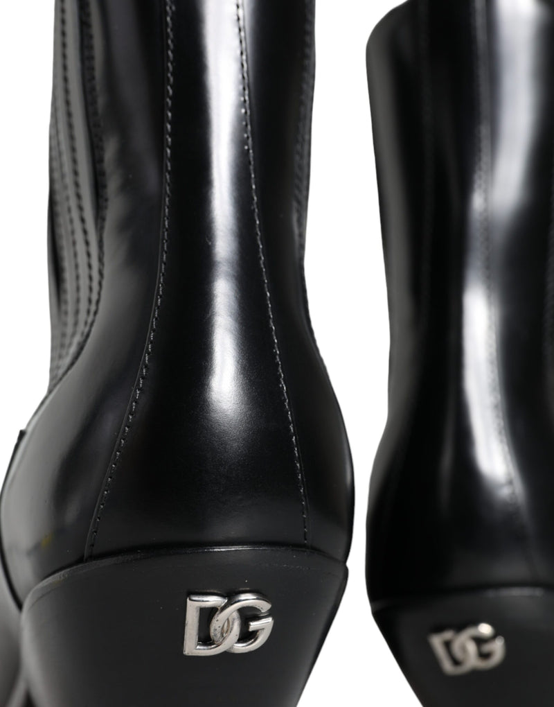 Dolce & Gabbana Bottines en Cuir Noir - Chaussures de Luxe Authentiques