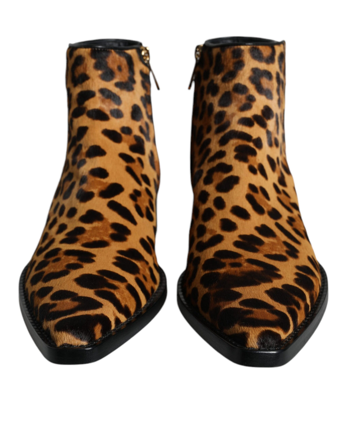 Dolce & Gabbana Bottines en Fourrure de Veau Léopard Marron