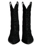 Dolce & Gabbana Bottes Cowboy Léopard Noir et Gris