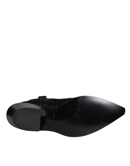 Bottines western léopard noir et gris Dolce & Gabbana