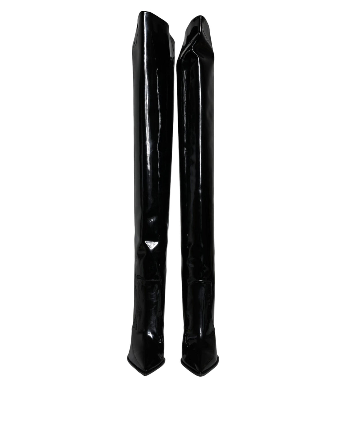 Dolce & Gabbana Bottes Noires en Cuir Verni Hautes