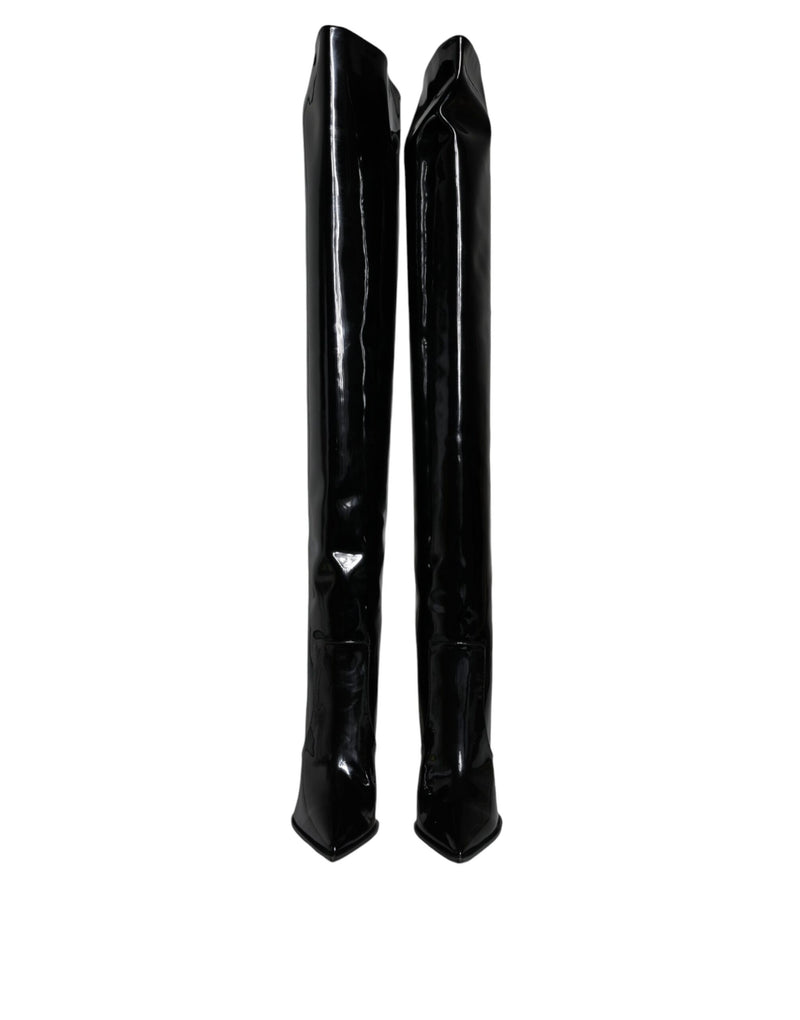 Dolce & Gabbana Black Patent Leather Knee High Boots