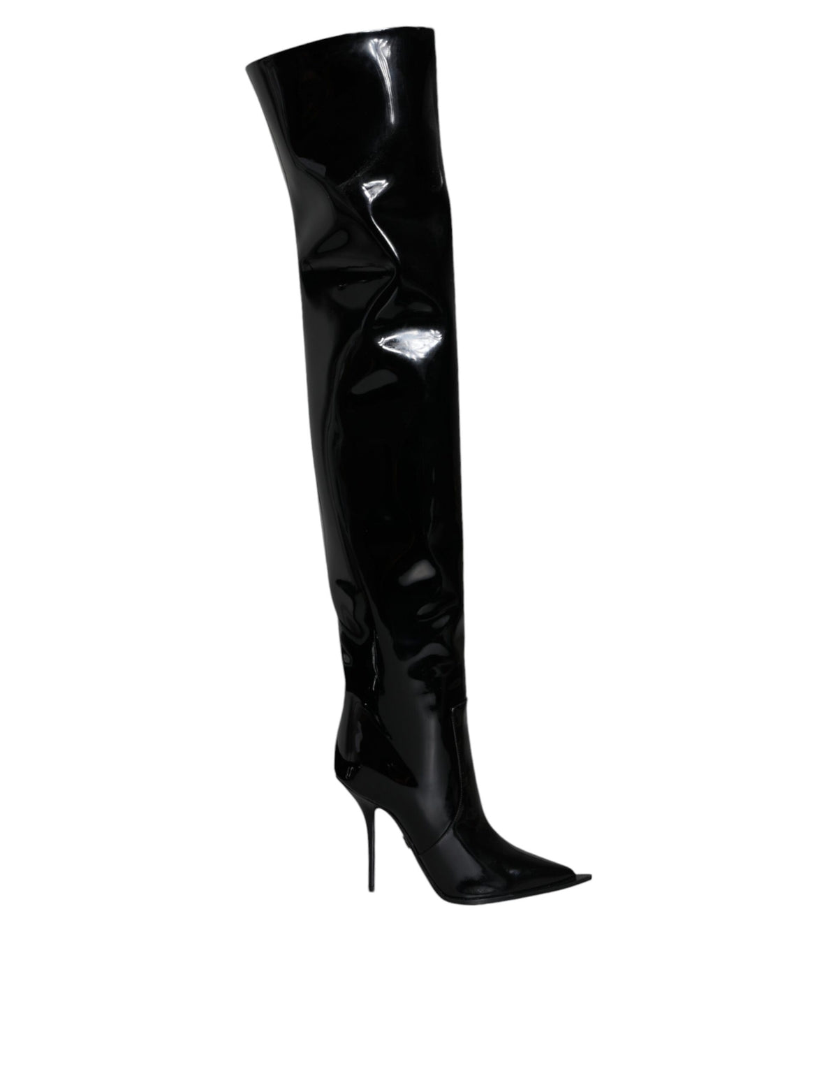 Dolce & Gabbana Bottes Noires en Cuir Verni Hautes