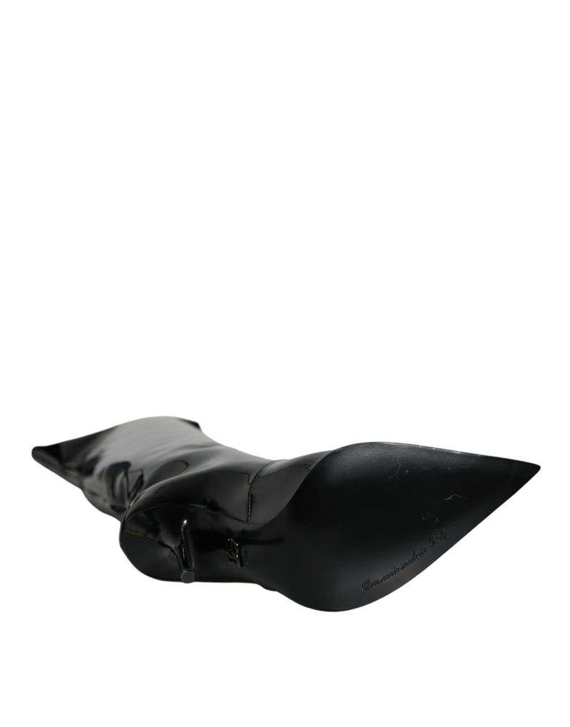 Dolce & Gabbana Black Patent Leather Knee High Boots