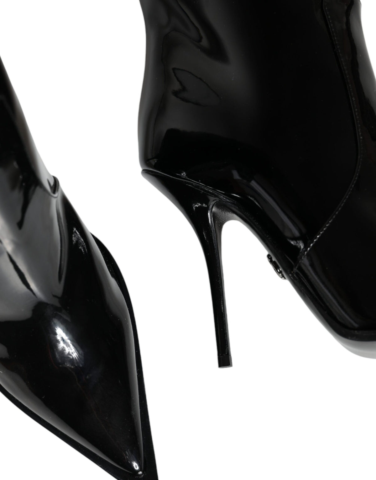 Dolce & Gabbana Bottes Noires en Cuir Verni Hautes