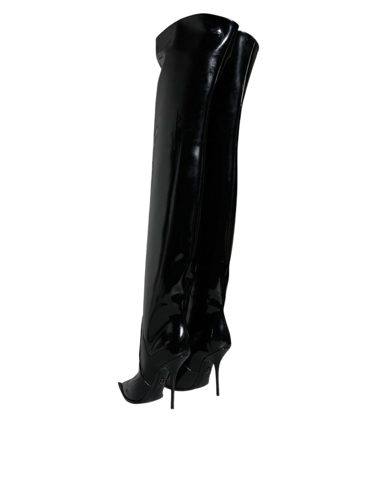 Dolce & Gabbana Bottes Noires en Cuir Verni Hautes
