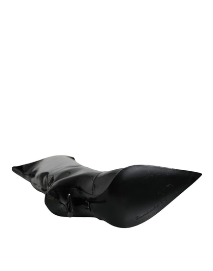 Dolce & Gabbana Zwarte Lakleren Stiefels tot aan de Knie