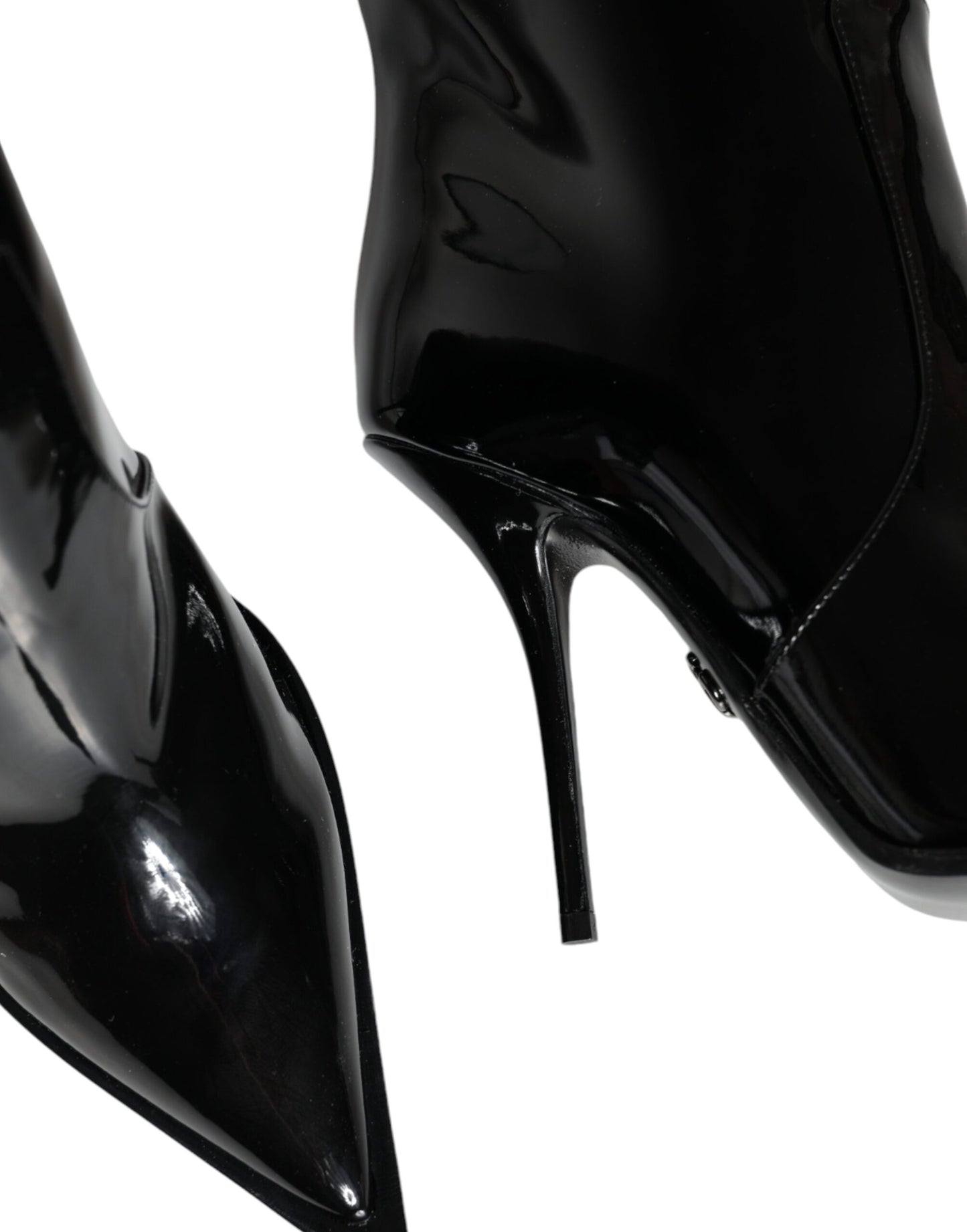 Dolce & Gabbana Zwarte Lakleren Stiefels tot aan de Knie