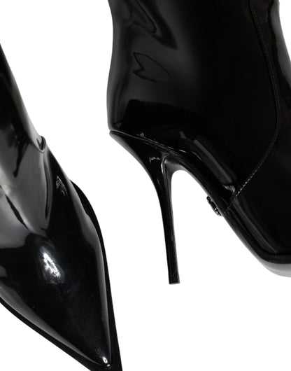 Dolce & Gabbana Zwarte Lakleren Stiefels tot aan de Knie