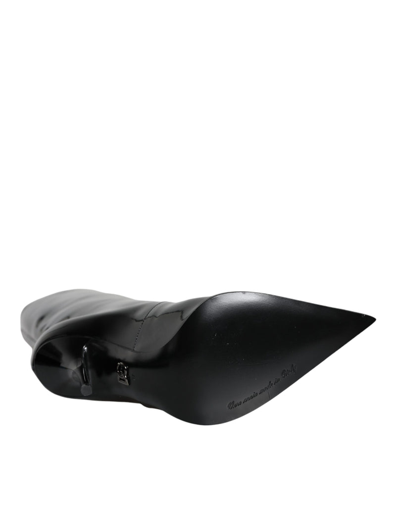 Dolce & Gabbana Black Patent Leather Mid Calf Boots