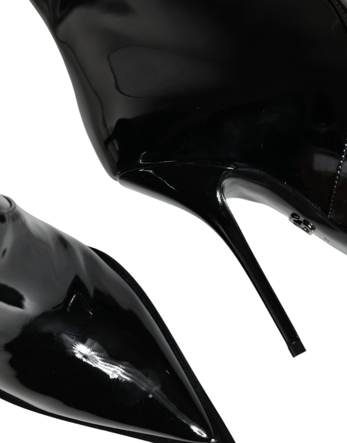 Dolce & Gabbana Black Patent Leather Mid Calf Boots