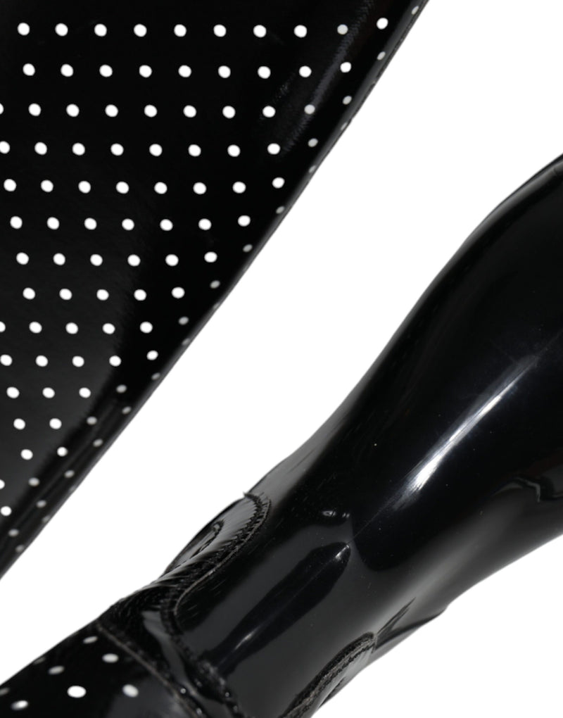 Dolce & Gabbana Black Polka Dot Rubber Knee High Boots