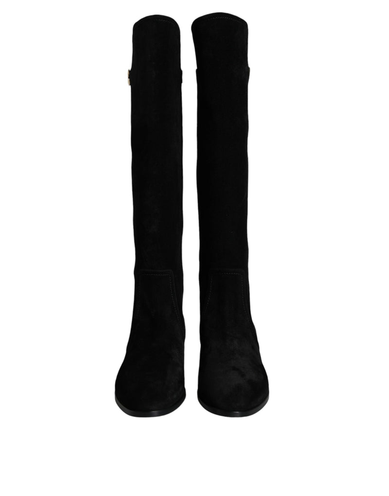 Dolce & Gabbana Bottes Hautes en Cuir Suédé Noir