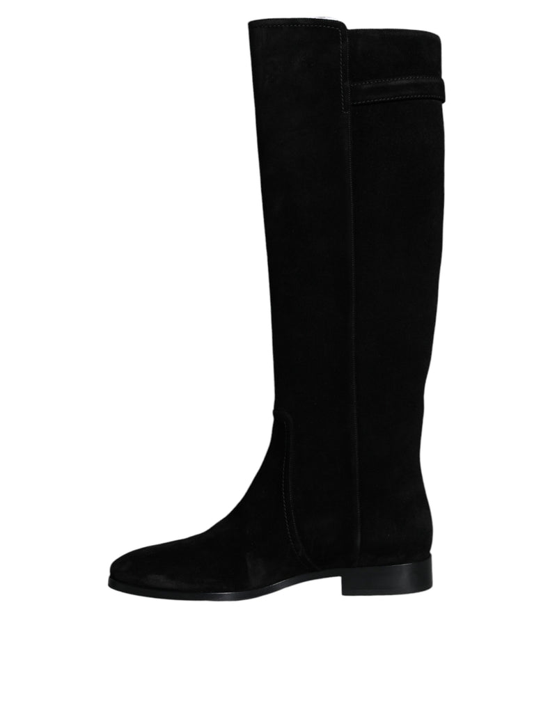 Dolce & Gabbana Bottes Hautes en Cuir Suédé Noir
