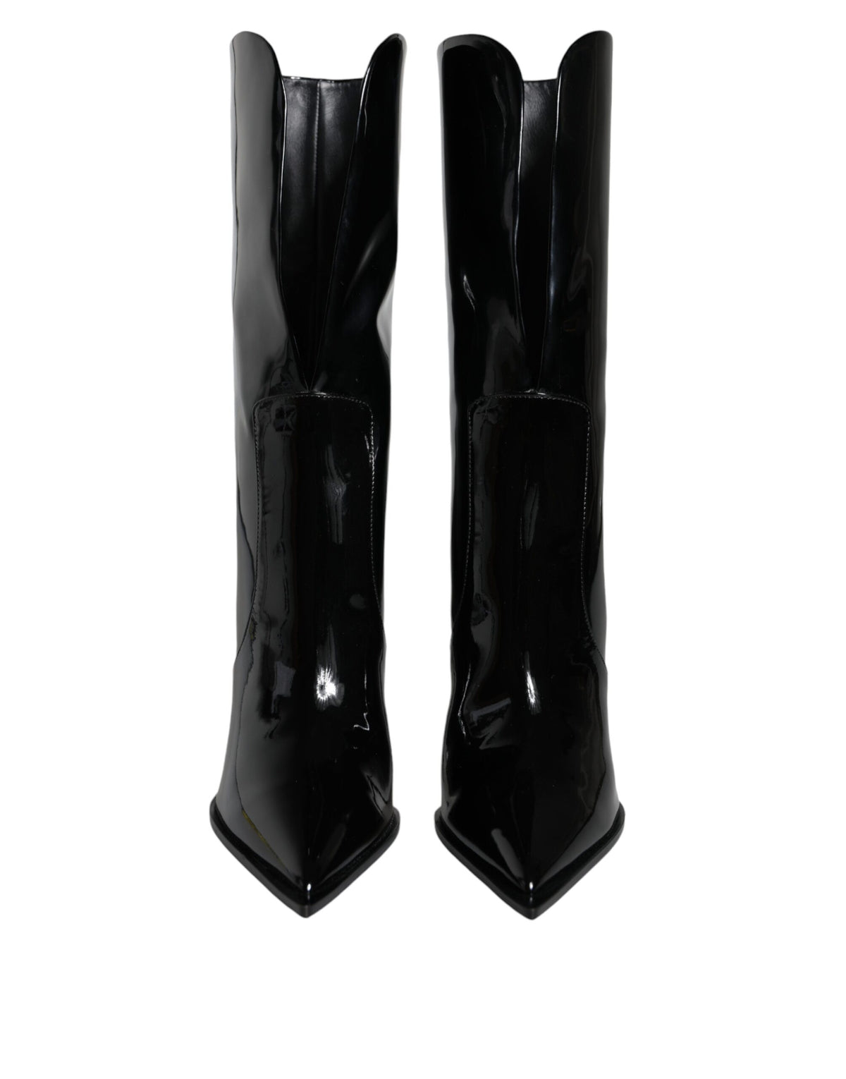 Dolce & Gabbana Black Patent Leather Mid Calf Boots