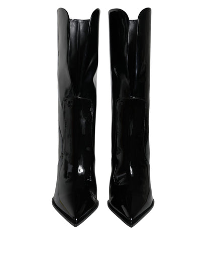 Bottines mi-mollet en cuir verni noir de Dolce & Gabbana