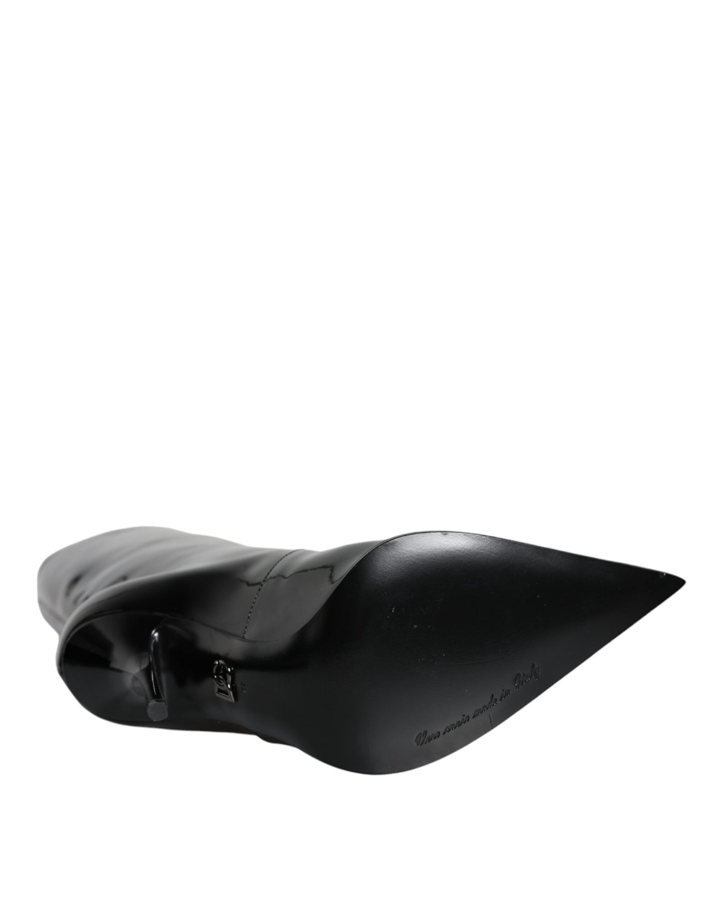 Bottines mi-mollet en cuir verni noir de Dolce & Gabbana