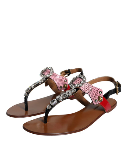 Dolce & Gabbana Multicolor Kristallen Sandalen Slippers
