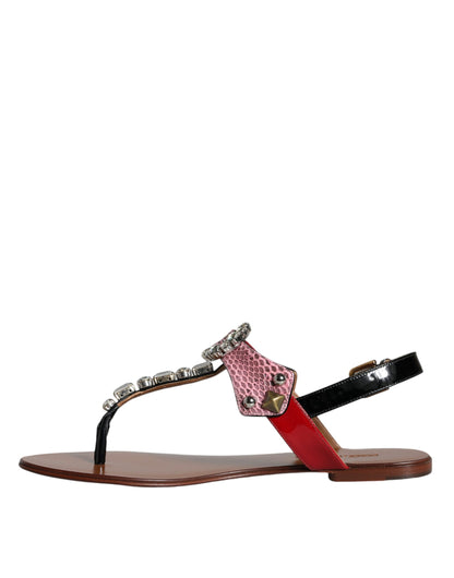 Dolce & Gabbana Multicolor Kristallen Sandalen Slippers