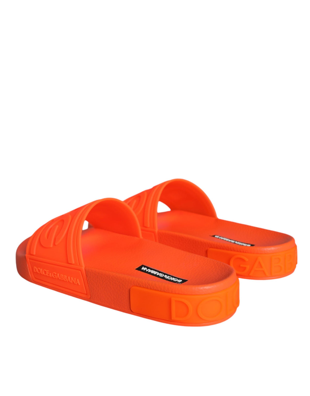 Dolce & Gabbana Orange Rubber Slides Sandals for Beachwear