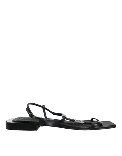 Dolce & Gabbana Keira sandalen van zwart leer met logo en enkelbandje