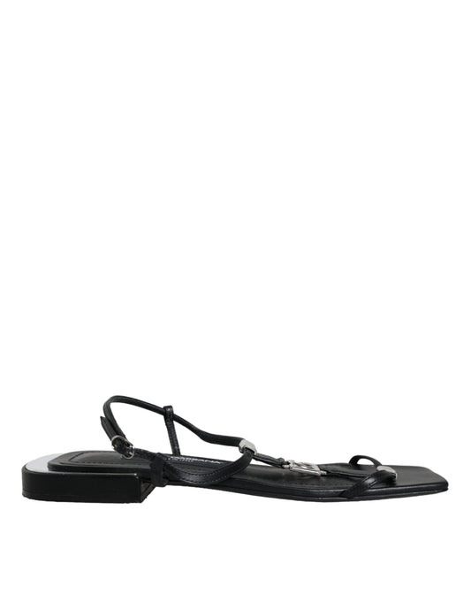 Dolce & Gabbana Keira sandalen van zwart leer met logo en enkelbandje