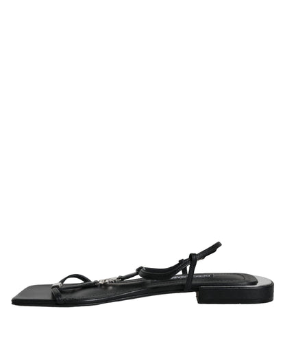 Dolce & Gabbana Keira sandalen van zwart leer met logo en enkelbandje