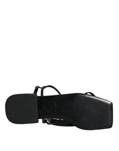 Dolce & Gabbana Keira sandalen van zwart leer met logo en enkelbandje