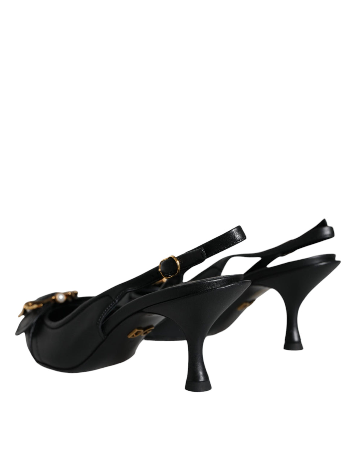 Dolce & Gabbana Black Devotion Leather Slingback Heels