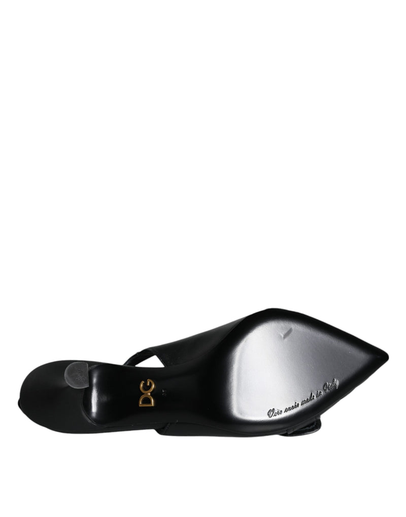 Dolce & Gabbana Black Devotion Leather Slingback Heels