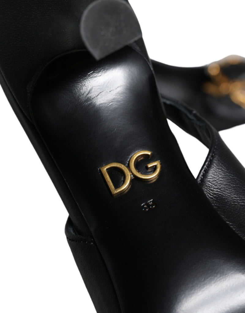 Dolce & Gabbana Black Devotion Leather Slingback Heels