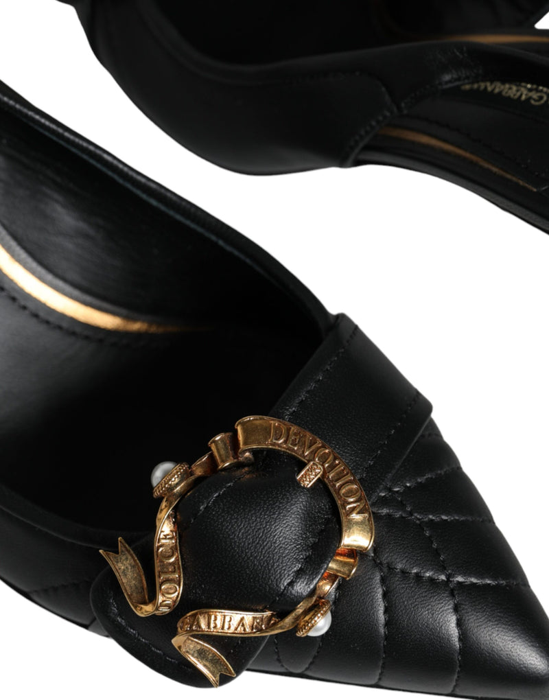 Dolce & Gabbana Black Devotion Leather Slingback Heels